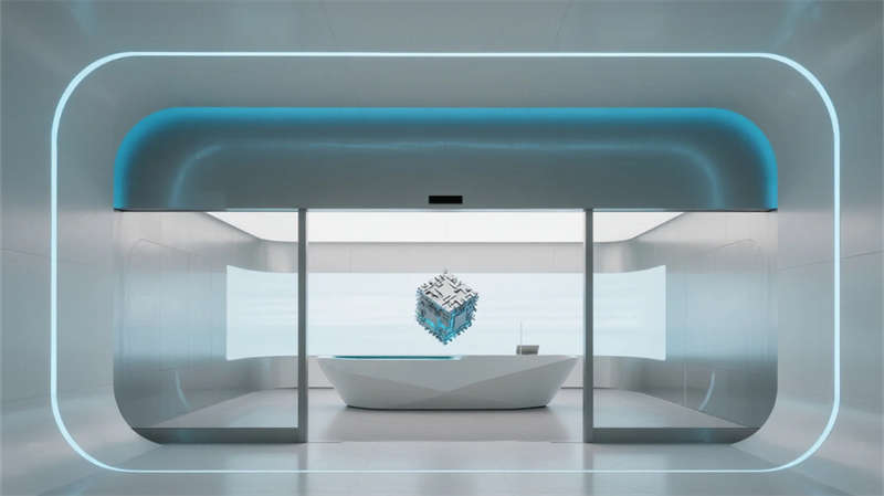 創(chuàng)新科技抽象表達(dá)，簡(jiǎn)約光影空間融合, 合肥半導(dǎo)體企業(yè)展廳裝修設(shè)計(jì)