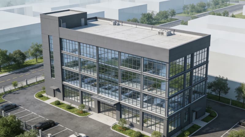 合肥廠(chǎng)房設(shè)計(jì)：8000平含無(wú)塵車(chē)間、辦公區(qū)一體化效果圖